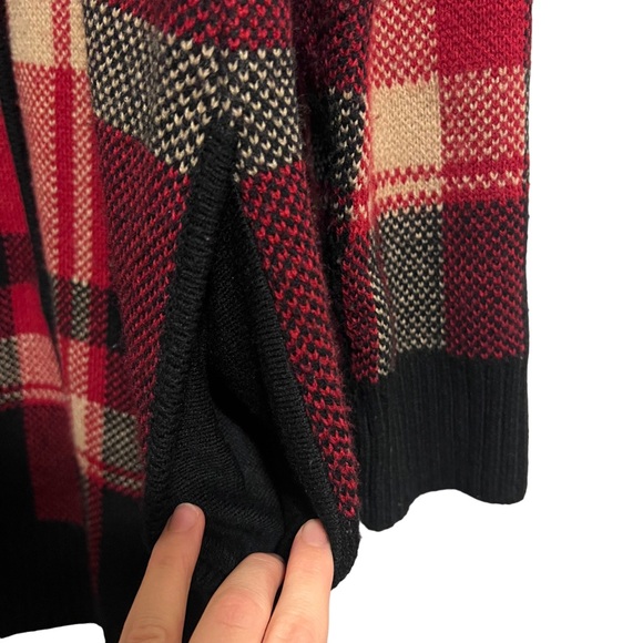 Anne Klein Vintage Plaid Lion Brooch Buckle Sweater Jacket Size Large - Picture 6 of 7